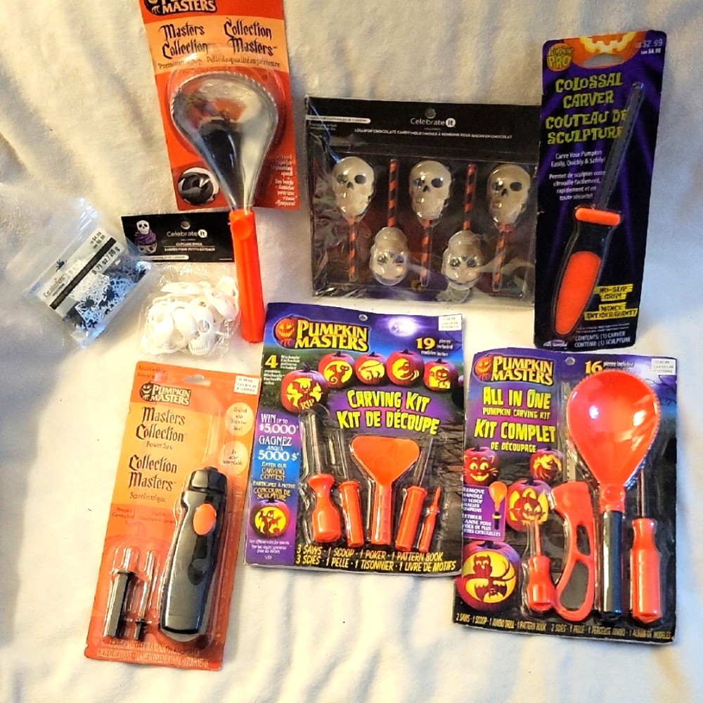 Halloween Carving Kit - Orange and Black Plus Extras